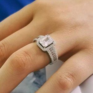 NEW 925 STERLING SILVER DIAMOND ENGAGEMENT RING